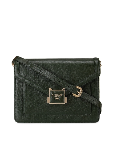 

Da Milano Green Textured Leather Structured Sling Bag