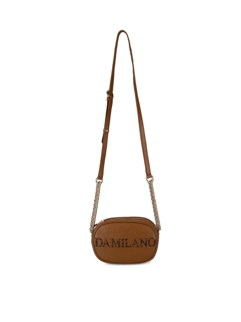 

Da Milano Brown Leather Applique Structured Sling Bag