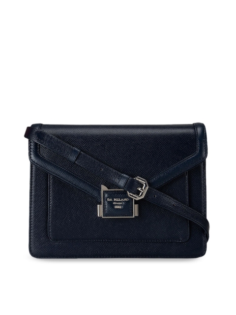 

Da Milano Blue Textured Leather Structured Sling Bag