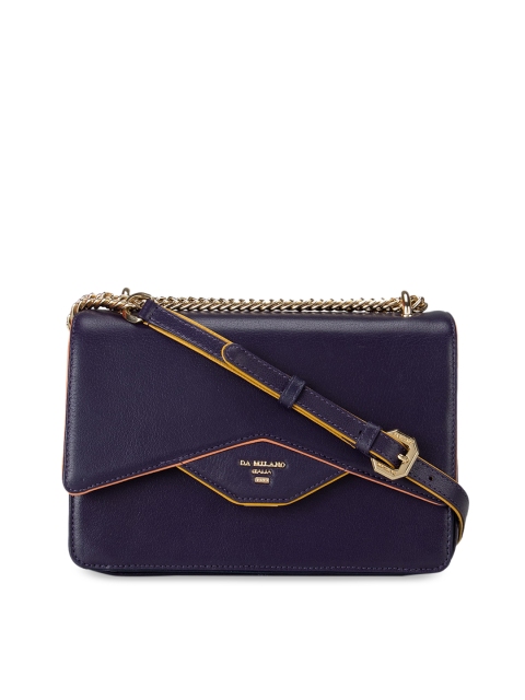 

Da Milano Purple Textured Leather Structured Sling Bag