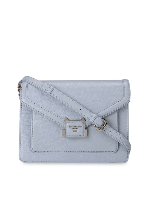 

Da Milano Blue Leather Structured Sling Bag