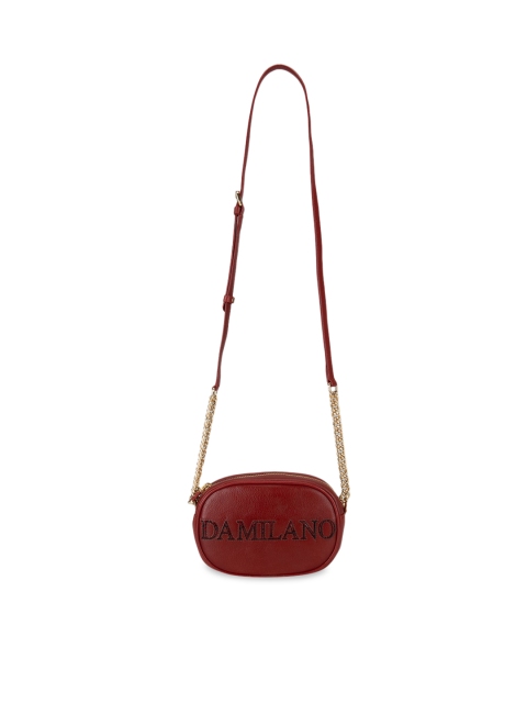 

Da Milano Red & Black Textured Leather Structured Sling Bag