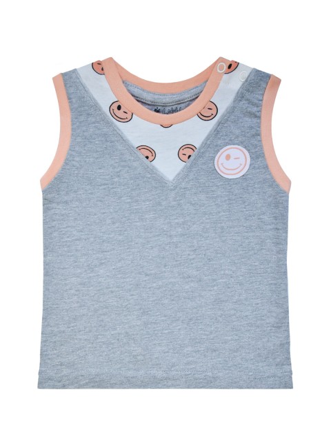 

little heaven Boys Grey & Beige Printed T-shirt