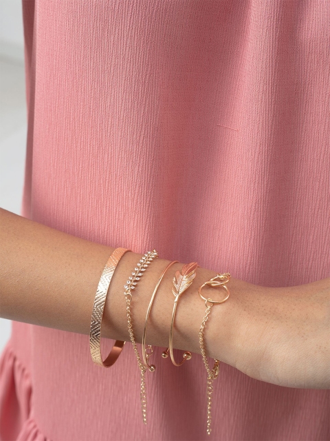 

20Dresses Women Pack Of 5 Gold-Toned Charm & Cuff Bracelet