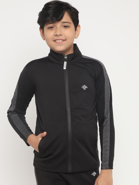 

CHIMPRALA Boys Black Grey Solid Lightweight Running Sporty Jacket