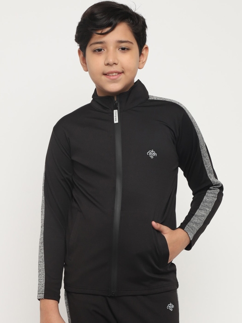 

CHIMPRALA Boys Black Solid Lightweight Running Sporty Jacket with Panel Detail