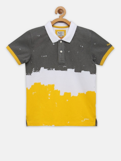

Pepe Jeans Boys Multicoloured Colourblocked Pure Cotton Polo Collar T-shirt, Multi
