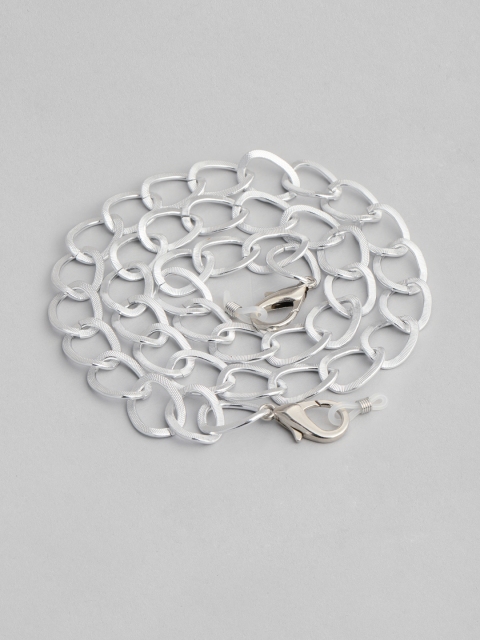 

Elaa Women Silver-Plated Big Hoops Mask Chain