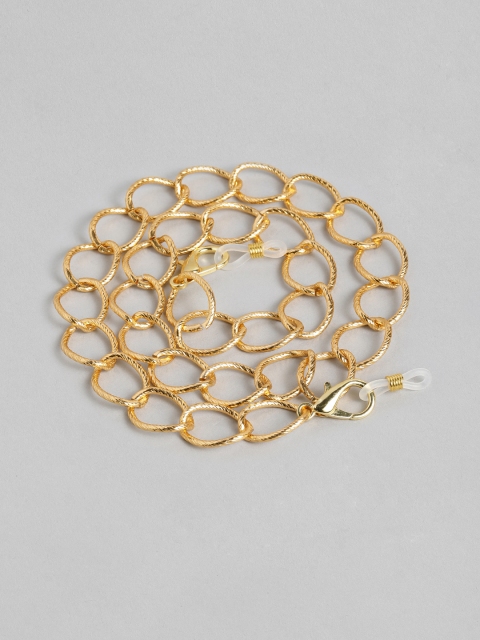 

Elaa Women Gold-Plated Oval Shaped Hooped Mask Chain