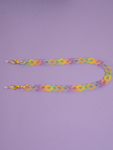 

Elaa Girls Multicoloured Matte Pastel Hooped Mask Chain, Multi