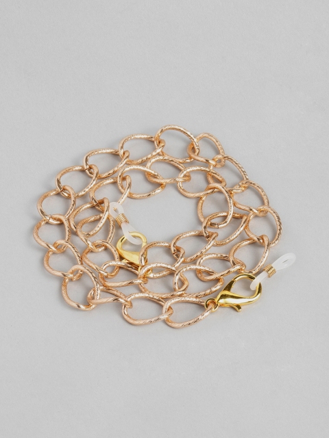 

Elaa Girls Dark Gold-Plated Oval Hooped Mask Chain