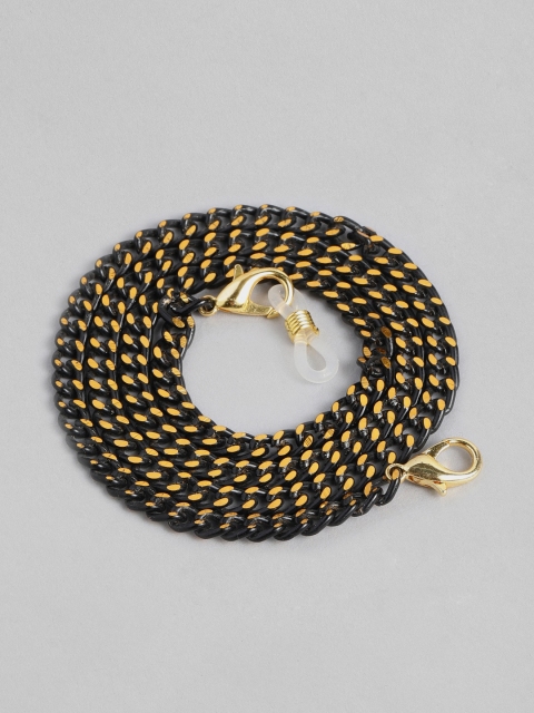 

Elaa Women Black Gold-Plated Petite Links Mask Chain