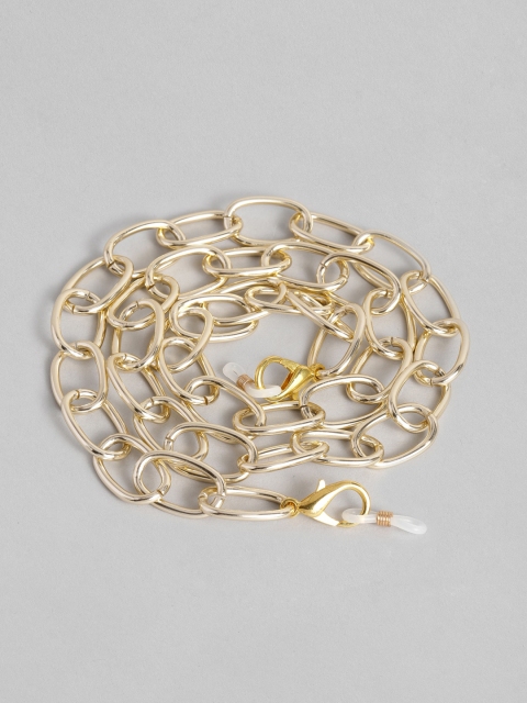 

Elaa Women Gold-Plated Oval Large Hoops Mask Chain