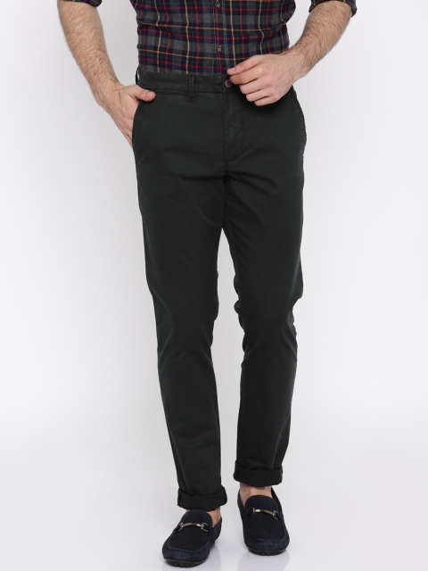 

Jack & Jones Men Black Solid Slim Fit Flat-Front Trousers