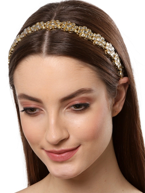 

KARATCART Women Gold-Toned & White Embellished Hairband