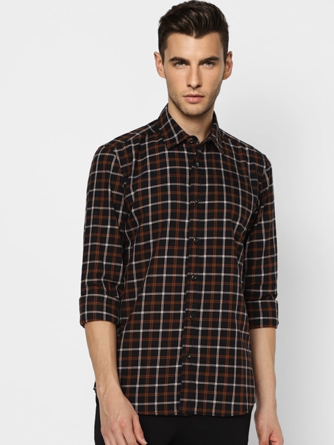 

Jack & Jones Men Black & White Slim Fit Grid Tattersall Checked Casual Shirt