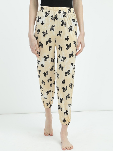 

V2 Value & Variety Women Beige & Black Floral Printed Cotton Lounge Pants