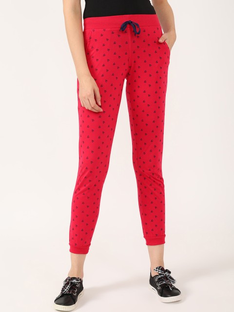 

V2 Value & Variety Women Pink & Black Polka Dots Print Cotton Track Pants