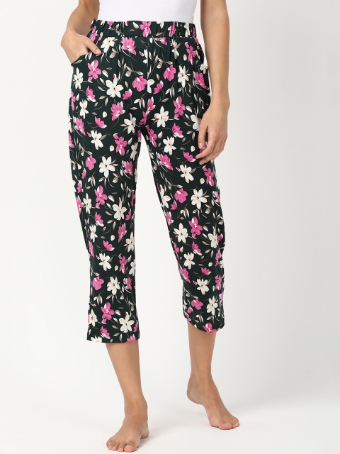 

V2 Value & Variety Women Black & Pink Floral Printed Cotton Lounge Pants