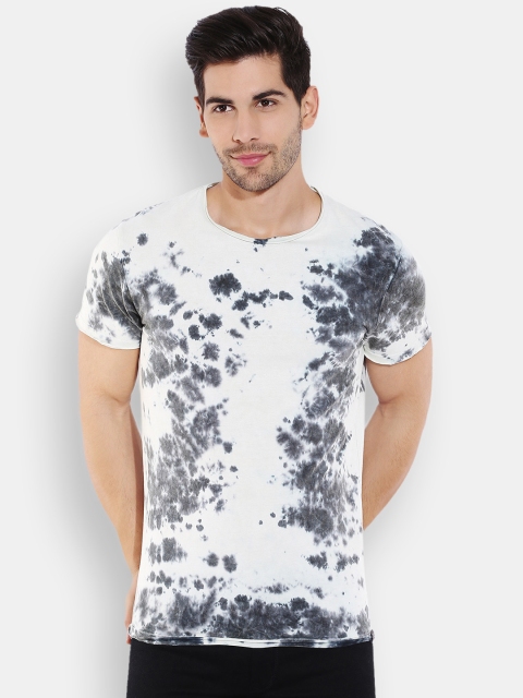 

Jack & Jones Men White & Charcoal Grey Printed T-Shirt