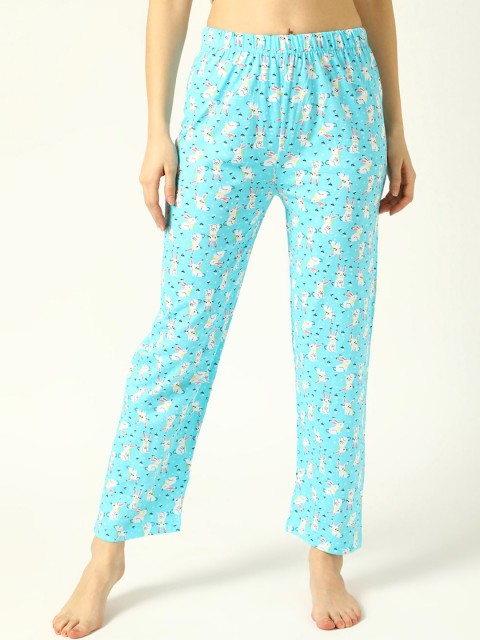 

V2 Value & Variety Women Blue & White Printed Cotton Lounge Pants