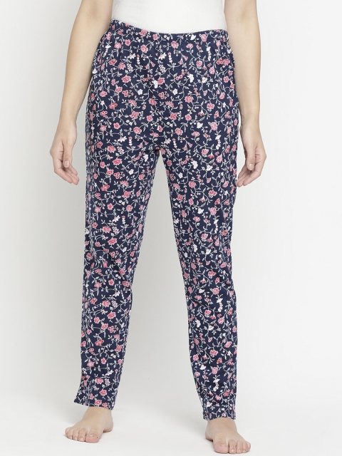 

V2 Value & Variety Women Navy Blue & Pink Printed Cotton Lounge Pants
