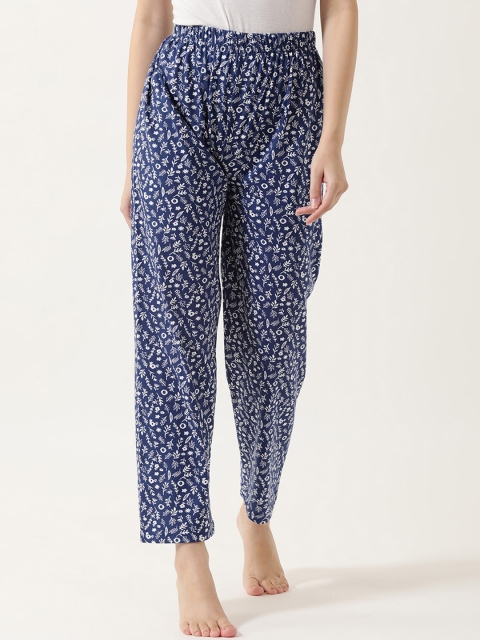 

V2 Value & Variety Women Navy Blue & White Printed Cotton Lounge Pants