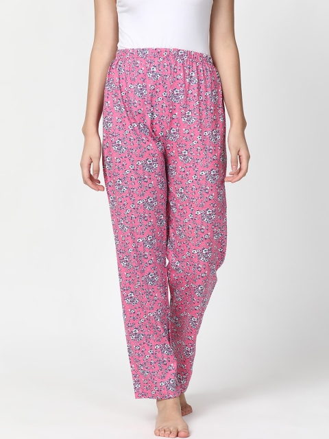 

V2 Value & Variety Women Pink & White Printed Cotton Lounge Pants