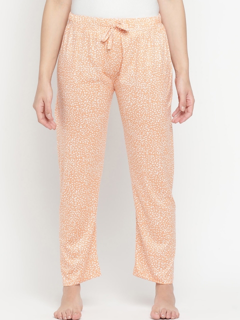 

V2 Value & Variety Women Orange & White Printed Cotton Lounge Pants