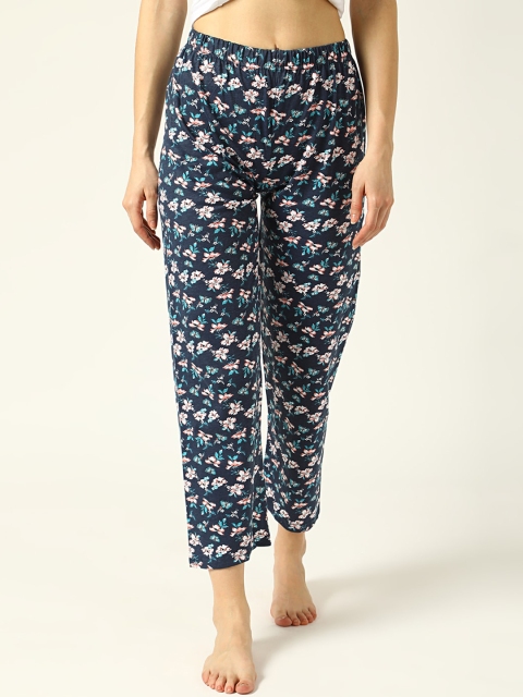 

V2 Value & Variety Women Navy Blue & White Printed Cotton Lounge Pants