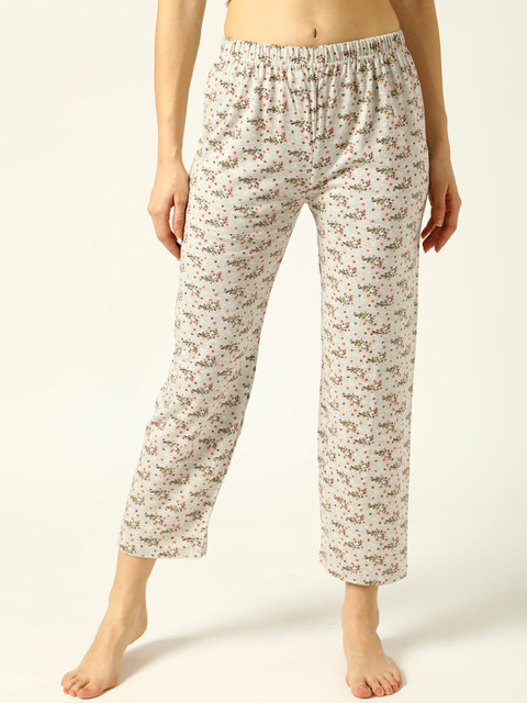

V2 Value & Variety Women Grey & Orange Printed Cotton Lounge Pants