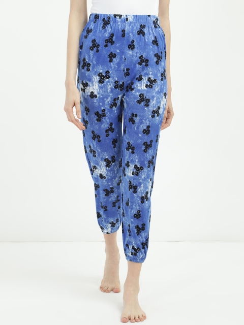 

V2 Value & Variety Women Blue & Black Printed Cotton Lounge Pants