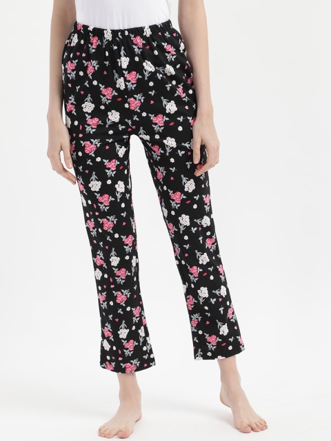 

V2 Value & Variety Women Black & Pink Printed Cotton Lounge Pants