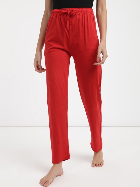 

V2 Value & Variety Women Red Solid Cotton Lounge Pants