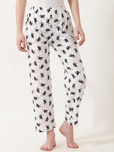 

V2 Value & Variety Women White & Black Printed Cotton Lounge Pants