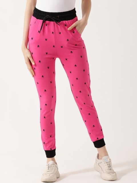 

V2 Value & Variety Women Pink & Black Printed Cotton Lounge Joggers