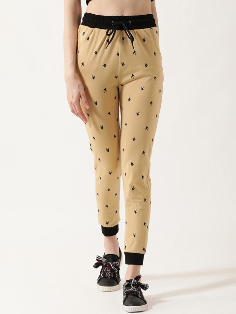 

V2 Value & Variety Women Beige & Black Printed Cotton Lounge Joggers