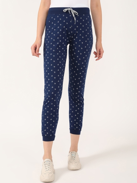 

V2 Value & Variety Women Navy Blue & Grey Printed Cotton Lounge Joggers