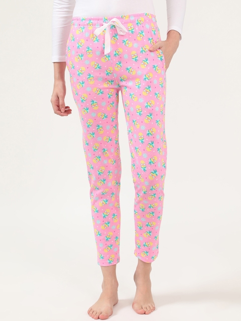 

V2 Value & Variety Women Pink & White Printed Cotton Lounge Pants