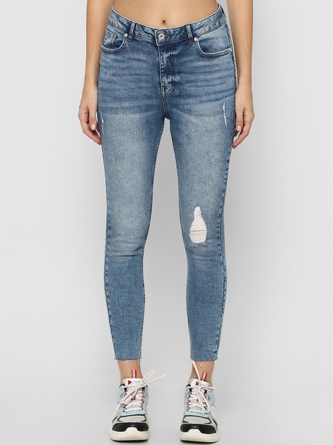 

ONLY Women Blue Skinny Fit High-Rise Mildly Distressed Light Fade Jeans