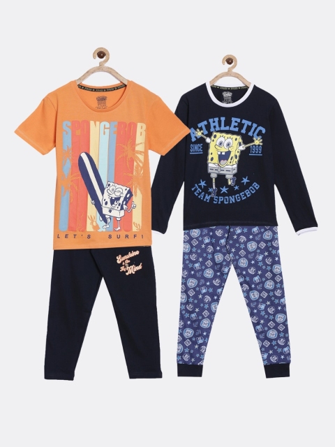 

Nap Chief Boys Orange & Black Set Of 2 Sponge Bob Printed Night Suit