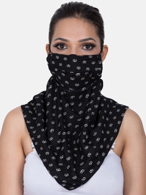 

CENWELL Women Black & White Printed Cotton 6 Ply Scarf Style Cloth Mask With Meltblown Filter