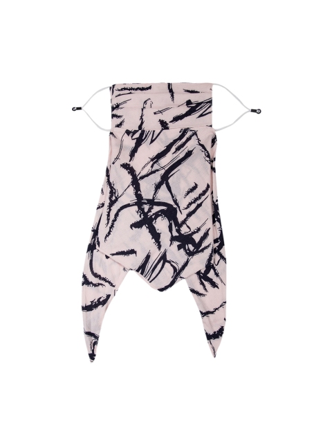 

CENWELL Women Pink & Black Printed 6-Ply Reusable Outdoor Cloth Scarf Masks