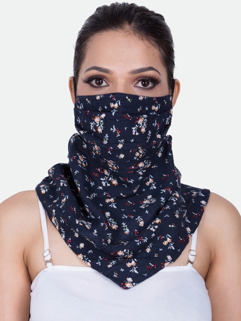 

CENWELL Black Floral Printed Cotton 6 Ply Meltblown Filter Scraf Face Maks