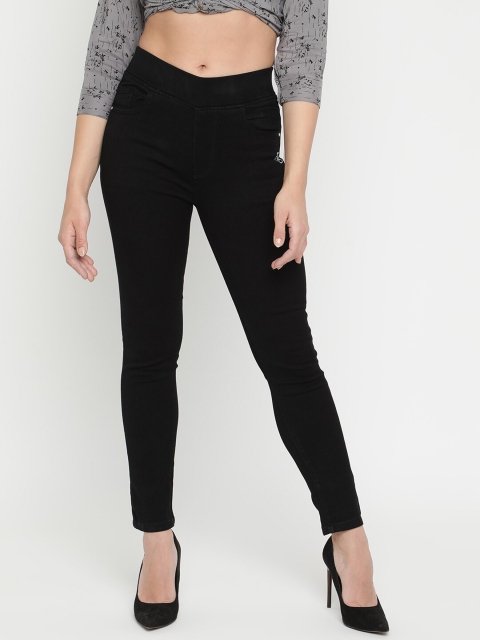 

V2 Value & Variety Women Black Solid Slim-Fit Cotton Jeggings