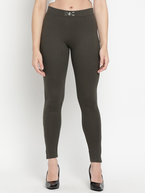 

V2 Value & Variety Women Olive Green Solid Slim-Fit Jeggings