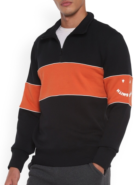 

PS By Paul Smith Men Black & Orange Colourblocked Sweatshirt