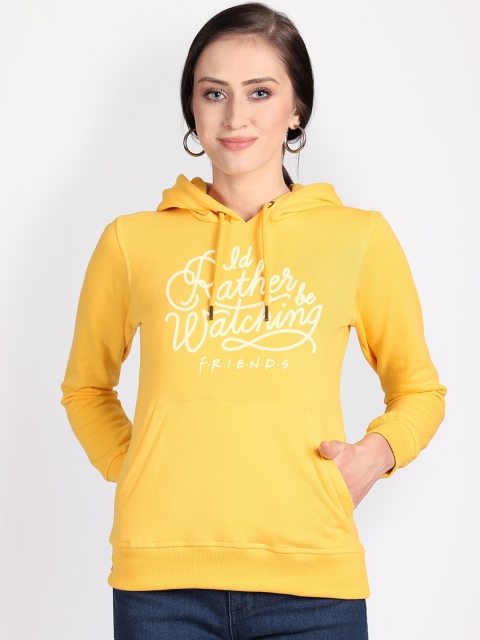 

Free Authority Women Yellow Friends Typography Printed Hooded Sweatshirt