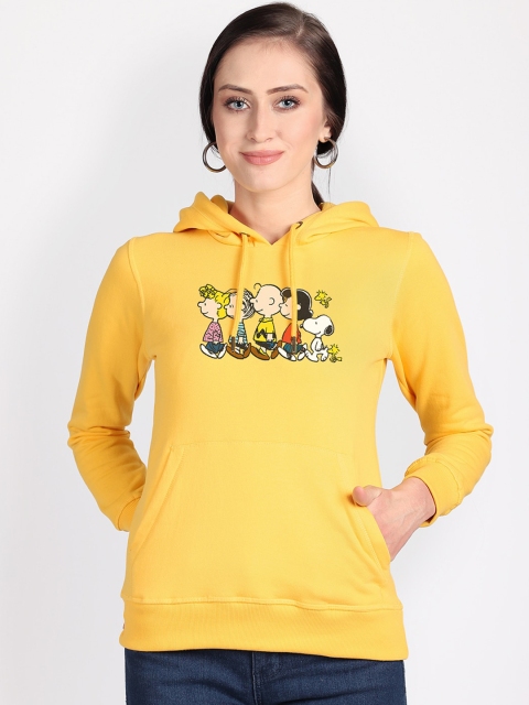 

Free Authority Women Yellow Printed Hooded Cotton Sweatshirt