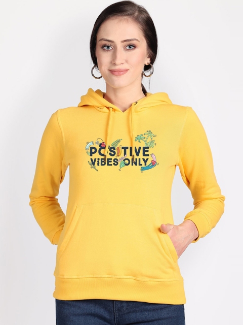 

Free Authority Women Yellow Printed Hooded Sweatshirt